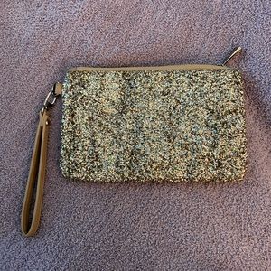Express Sparkly Tan Wristlet